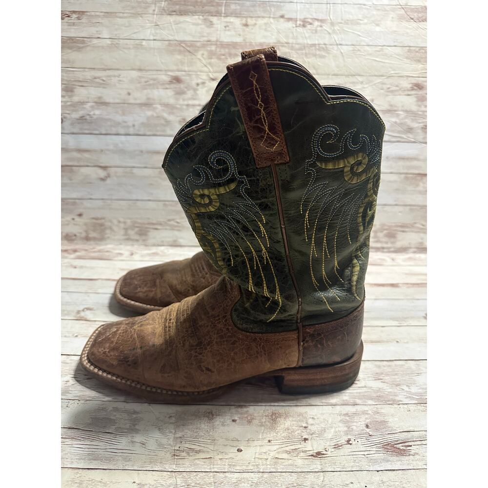 Ariat Mesteno Western Boot Men's Size 8D Adobe Clay Neon Lime Square Toe Cowboy - Picture 4 of 10